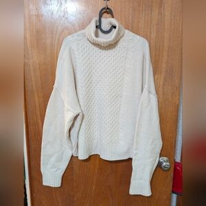 ATM Turtleneck cable knit 100% WOOL SWEATER Size M